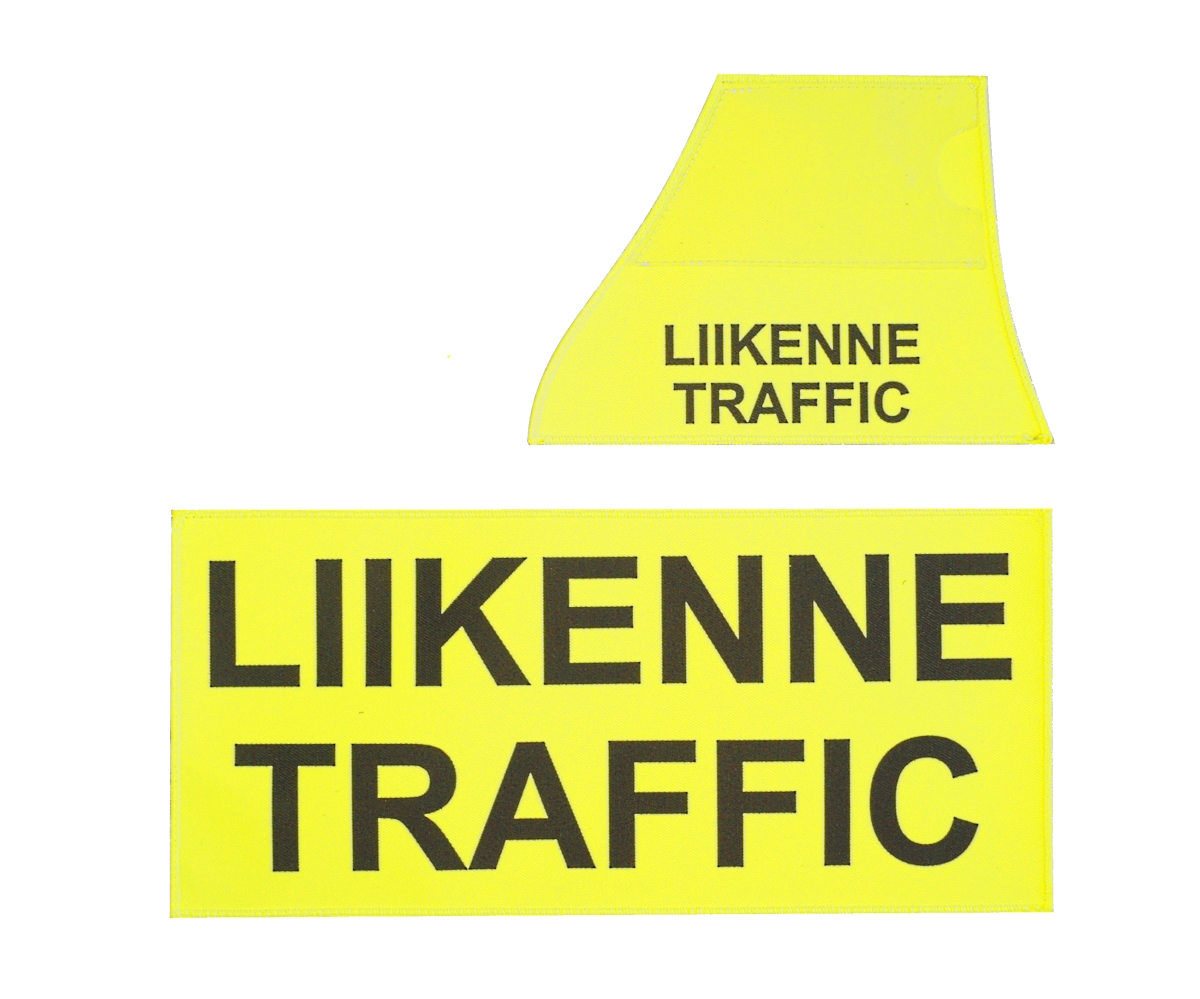 Authorities Varusteliivin LIIKENNE-TRAFFIC tunnuspaketti keltaiset